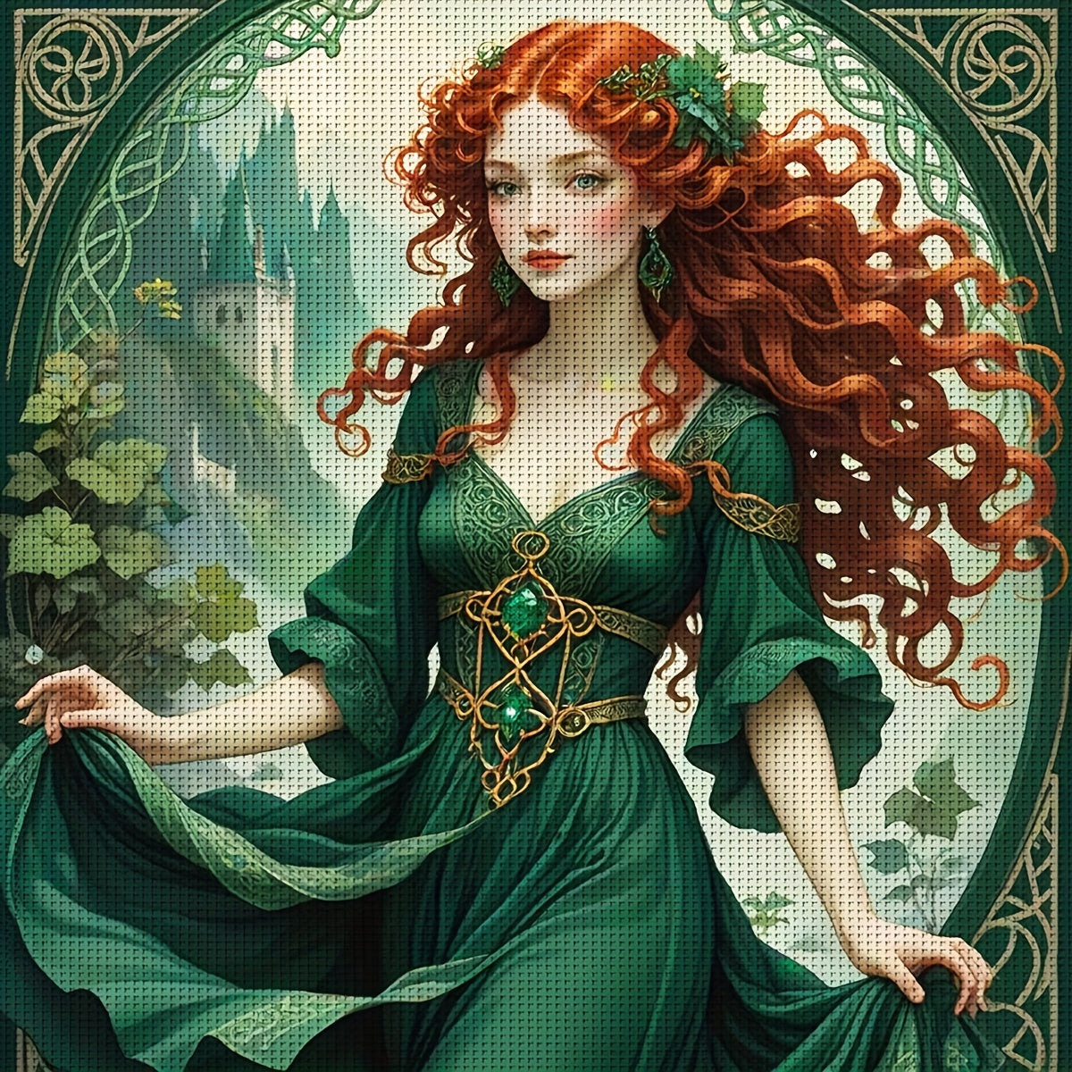 1pc JOZYSH 40x40cm/15.7x15.7in Frameless Cross Stitch Kit - Elegant Red-Haired Woman Design, 11CT/14CT, Includes Canvas, Needle, Thread, Pattern & Instructions - Ideal for Beginners, Perfect Gift for Friends & Family, Cross S