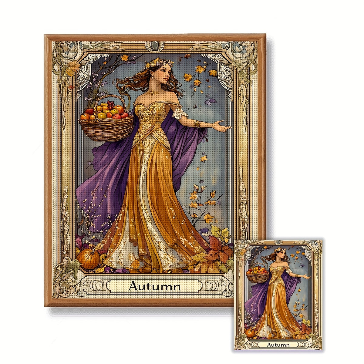 ZUOANLF 1 Set - 40x50cm/15.7x19.7in Fabric Cross Stitch DIY Kits, 11CT/14CT, Seasonal Goddess Designs (Spring, Summer, Autumn, Winter), All-Season Themes, Includes Printed Fabric, Needles, Threads, Patterns & Instructions - P