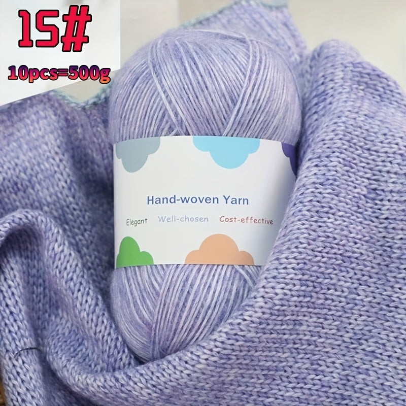 1 Large Bag of 1.1 LB Affordable Colorful Bamboo Fiber Yarn for Handmade Materials, Knitted Fashion Sweaters, Scarves, Hats, Shawls, Jackets, Hollowed-Out Jackets, Clothing Accessories Yarn Balls, Bamboo Fiber 85% 1 Bag = 10p