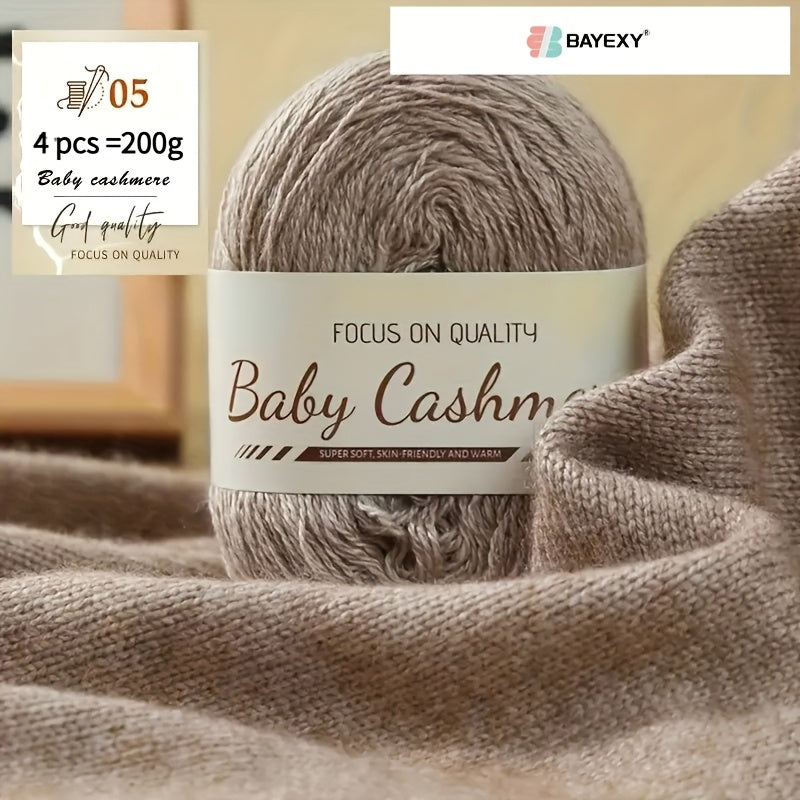 4pcs 200g Luxury Cashmere Yarn | Suitable for Hand Knitting Sweaters, Scarves, and Shawls - Soft, Warm, Multicolored Wool by BAYEXY