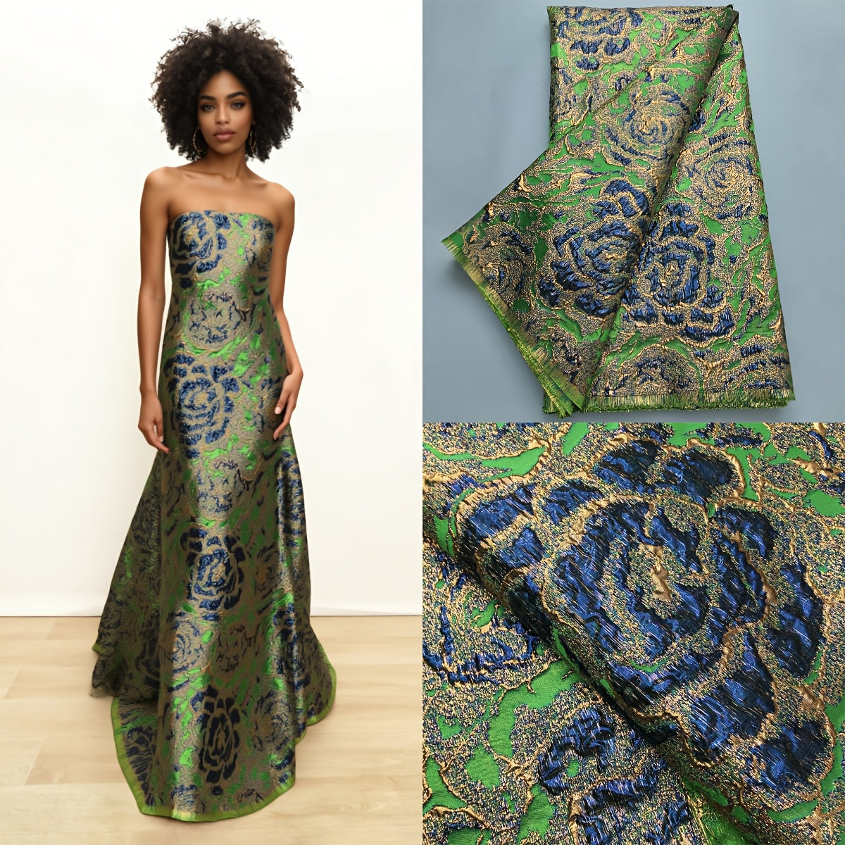 African 5 Yards/pc Gild Brocade Lace Fabric, Nigerian Jacquard Floral Pattern Lace Fabric, for Wedding/Daily/Party, Daily Wear Fabric, Formal Occasion Fabric, Luxury Lace, Elegant Lace, Premium Lace, Hand Wash Only, Embroider