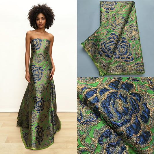 African 5 Yards/pc Gild Brocade Lace Fabric, Nigerian Jacquard Floral Pattern Lace Fabric, for Wedding/Daily/Party, Daily Wear Fabric, Formal Occasion Fabric, Luxury Lace, Elegant Lace, Premium Lace, Hand Wash Only, Embroider