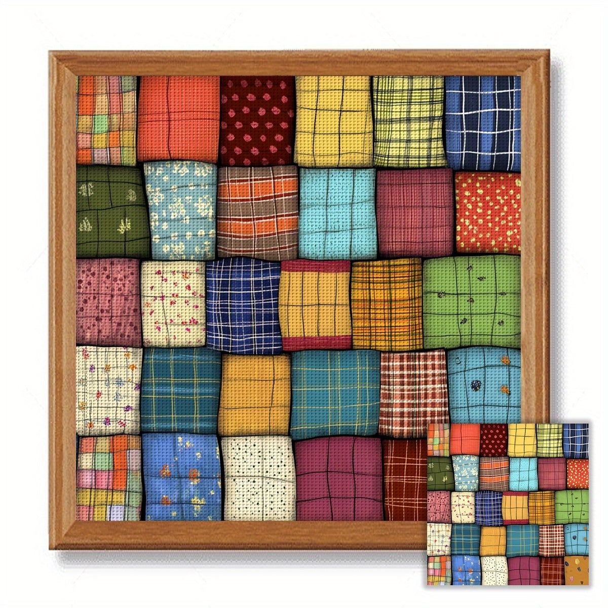 ZUOANLF 11CT/14CT Fabric Cross Stitch DIY Kit - 15.75x15.75inch, Vibrant Towel Patchwork Pattern, All-Season Adult Beginner Relaxation Stitching Set with Printed Fabric, Needle, Thread, Patterns & Instructions, Perfect for Ho