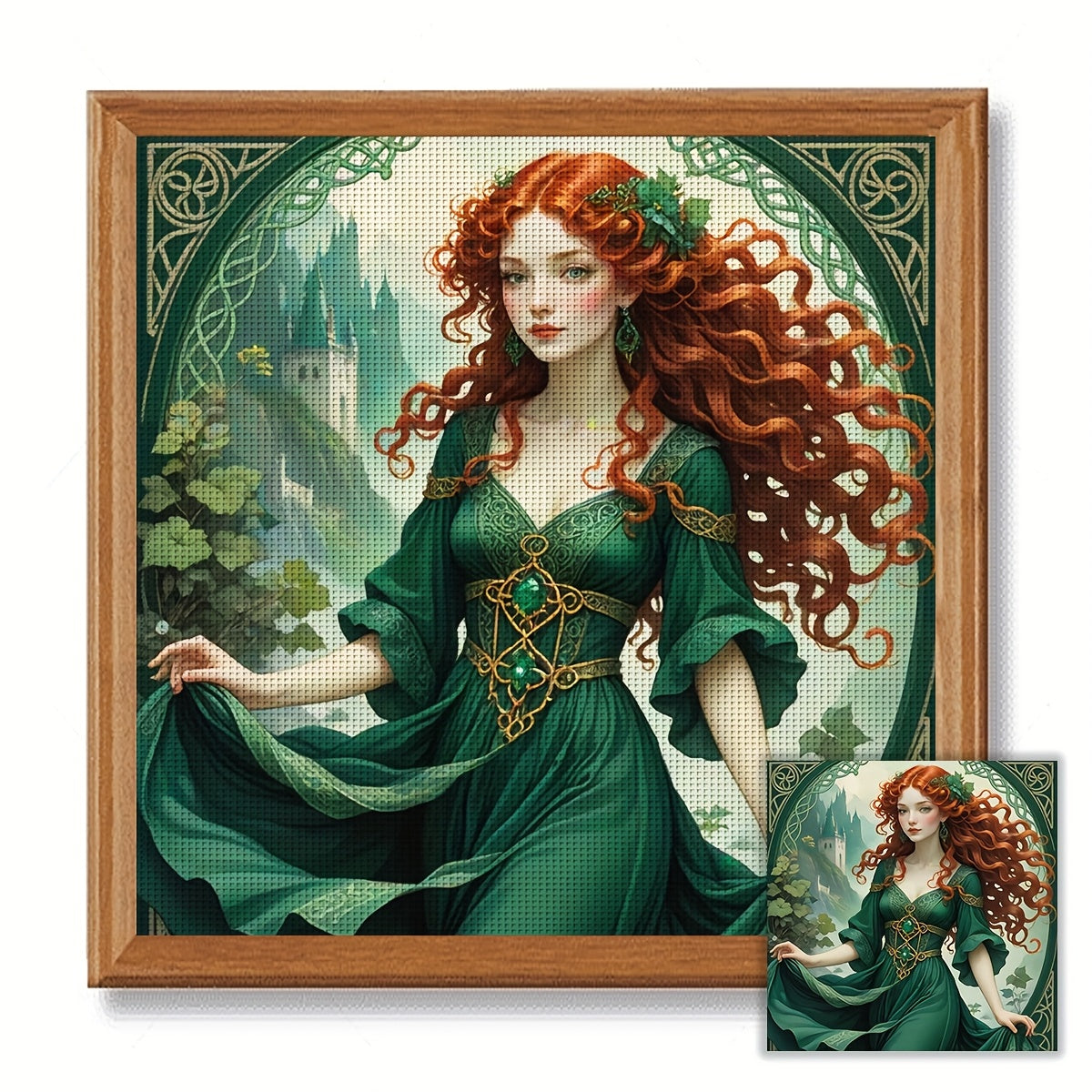 1pc JOZYSH 40x40cm/15.7x15.7in Frameless Cross Stitch Kit - Elegant Red-Haired Woman Design, 11CT/14CT, Includes Canvas, Needle, Thread, Pattern & Instructions - Ideal for Beginners, Perfect Gift for Friends & Family, Cross S