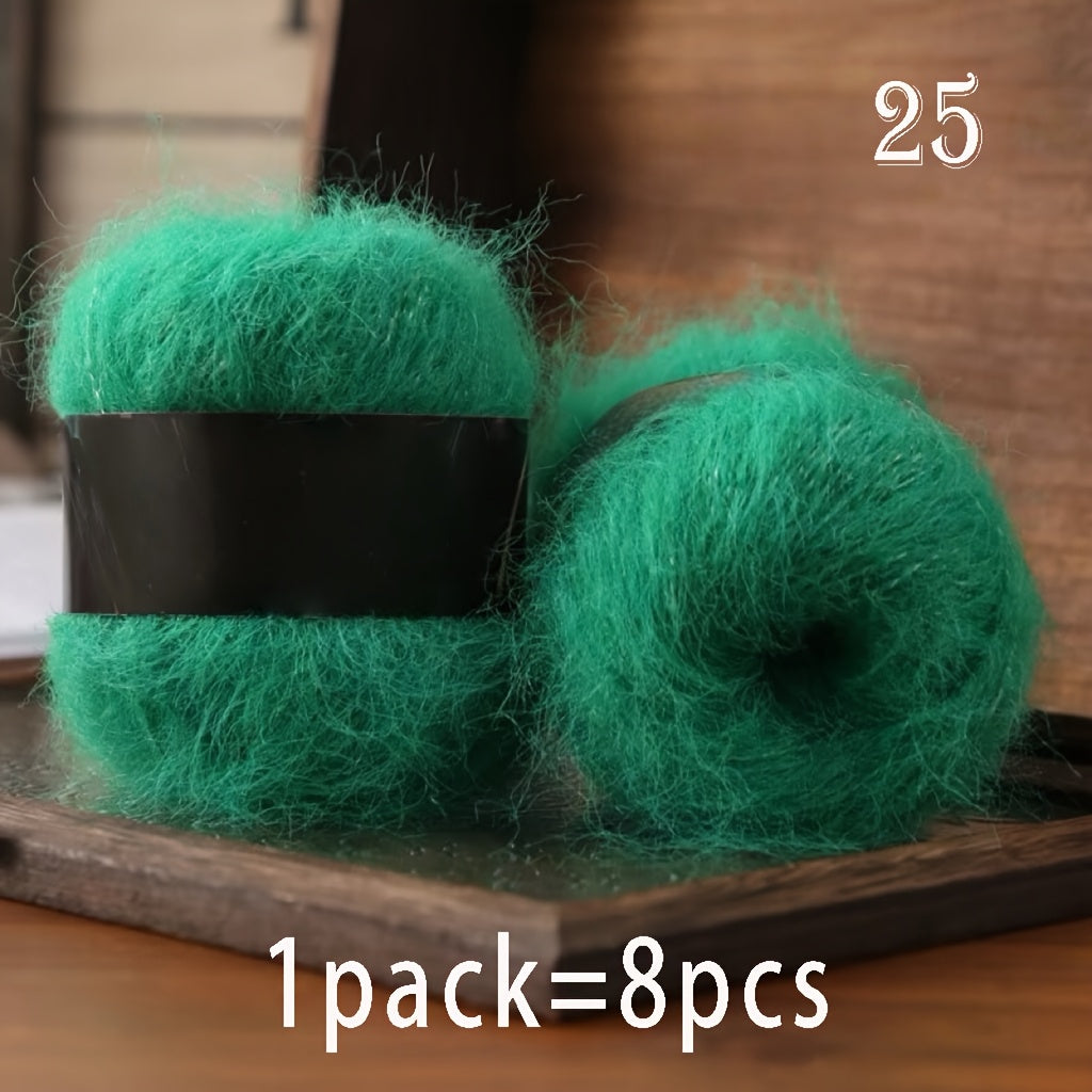 8pcs Luxury Alpaca & Yarn, Soft Fluffy Cloud Fiber Blend for Knitting and Crochet, Fashion Sweaters, Cardigans, Scarves, Hats, Shawls, Tops, Coats, Alpaca,