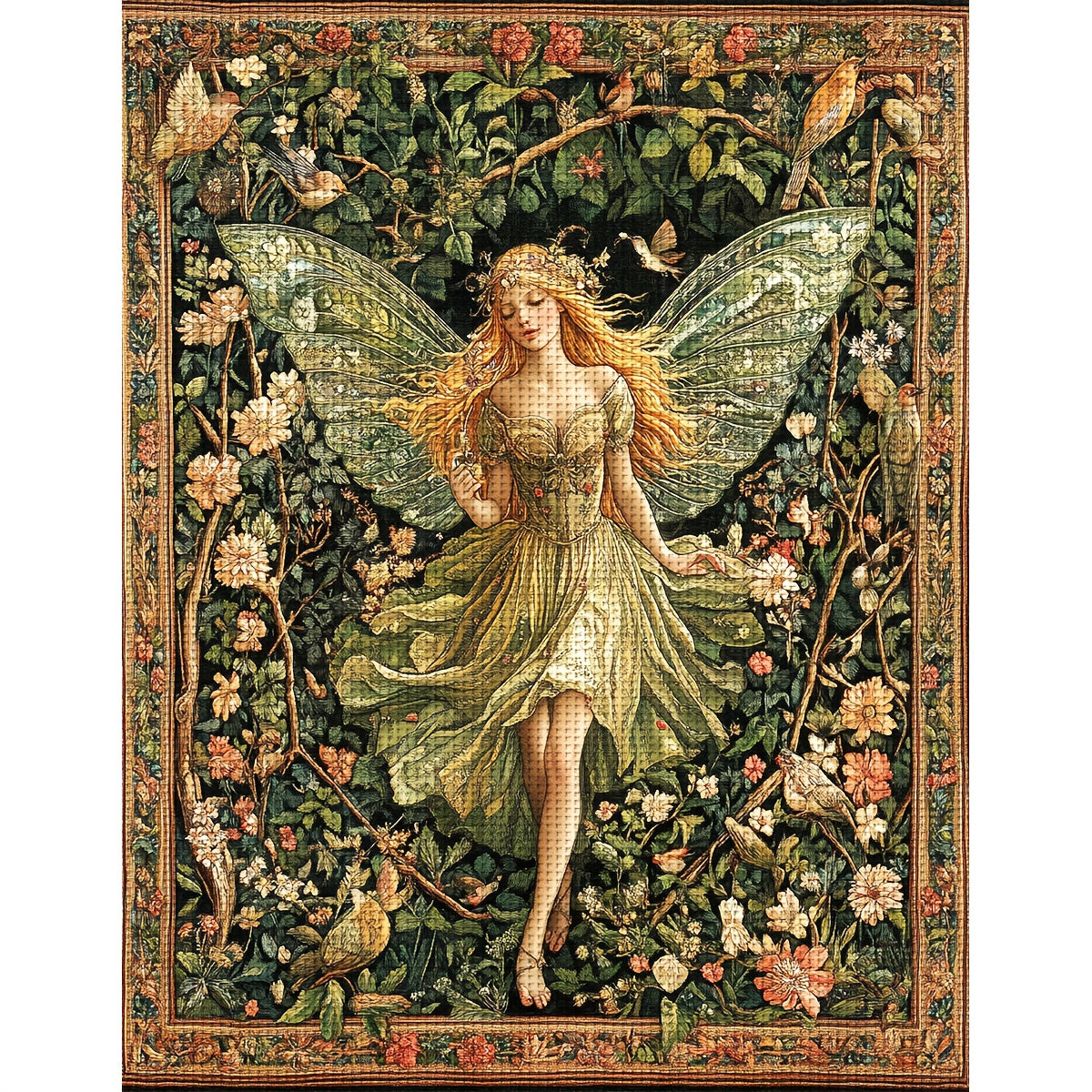 ZUOANLF 1set 40x50cm/15.7x19.7Inch DIY Cross Stitch Kit Frameless, Beautiful spirit, stamped cross stitch kits, Embroidery Set for Home Decor, Includes Patterned Fabric & Threads, Perfect for Living Room Entrance or Bedroom D
