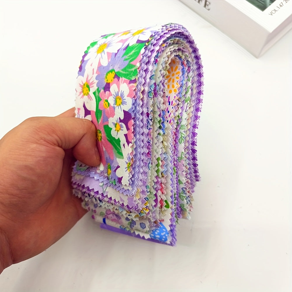 1 Roll Jelly Roll Fabric - 40 Pre-Cut Strips (2.5x20 Inches Each) - Soft Pastel Floral Prints in Pink, Purple, Lavender, Green, Yellow, White - Ideal for Quilting, Sewing, Scrapbooking, Birthday & Christmas Gifts - Beginner-F