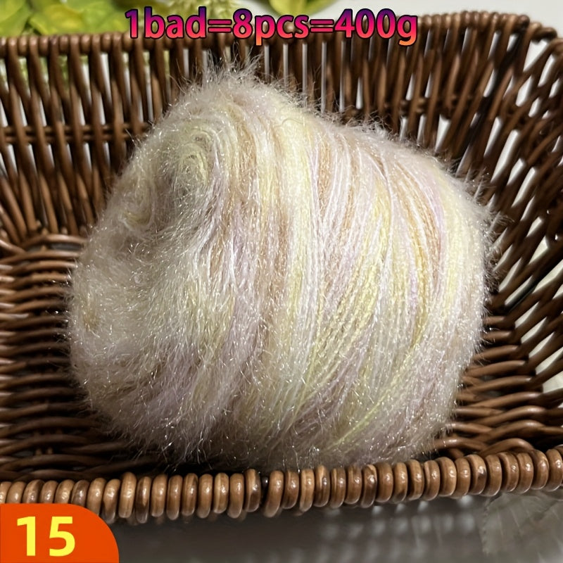 A Large Economical Pack of 400G of Soft Long-Haired Yarn, Suitable for Sweaters, Scarves, Jackets, Shawls, Hats, Coats, Etc. This Yarn Material Kit Is Perfect for DIY Projects. 1 Pack = 8pcs = 400G, Consisting of 80% Acrylic