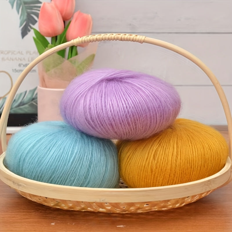 250g Large Bag of Long Wool Yarn, Soft and Light Beige-Friendly DIY Knitting Yarn, Non-Pilling, Suitable for Spring, Summer, Autumn Hollow-Out Fashion Sweaters and Shawls, 45% Cashmere, 40% Wool, 15% Acrylic, 1pc = 10 Balls =
