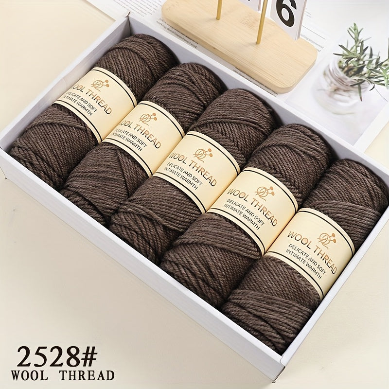 5 Balls of Australian Wool 70% Knitting Needle Thick Wool Yarn 3-Layer Yarn Light Luxury Wool Yarn Is Soft And Comfortable Suitable for Sweaters, Coats, Shawls, Hats, Scarves And Various Hand-Knitting