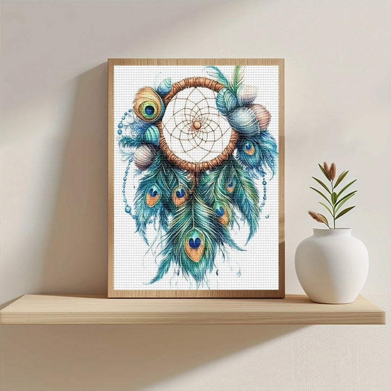 DIY Cross Stitch Kit - 13, 8"x17, 7" Frameless Fabric Art with Vibrant Feathers & Beads, 11CT Printed Design for Home Wall Decor, Mother'S Day Gift, Craft Supplies Included, Home Decor Craft|Vibrant Wall Art|Detailed Craftsma