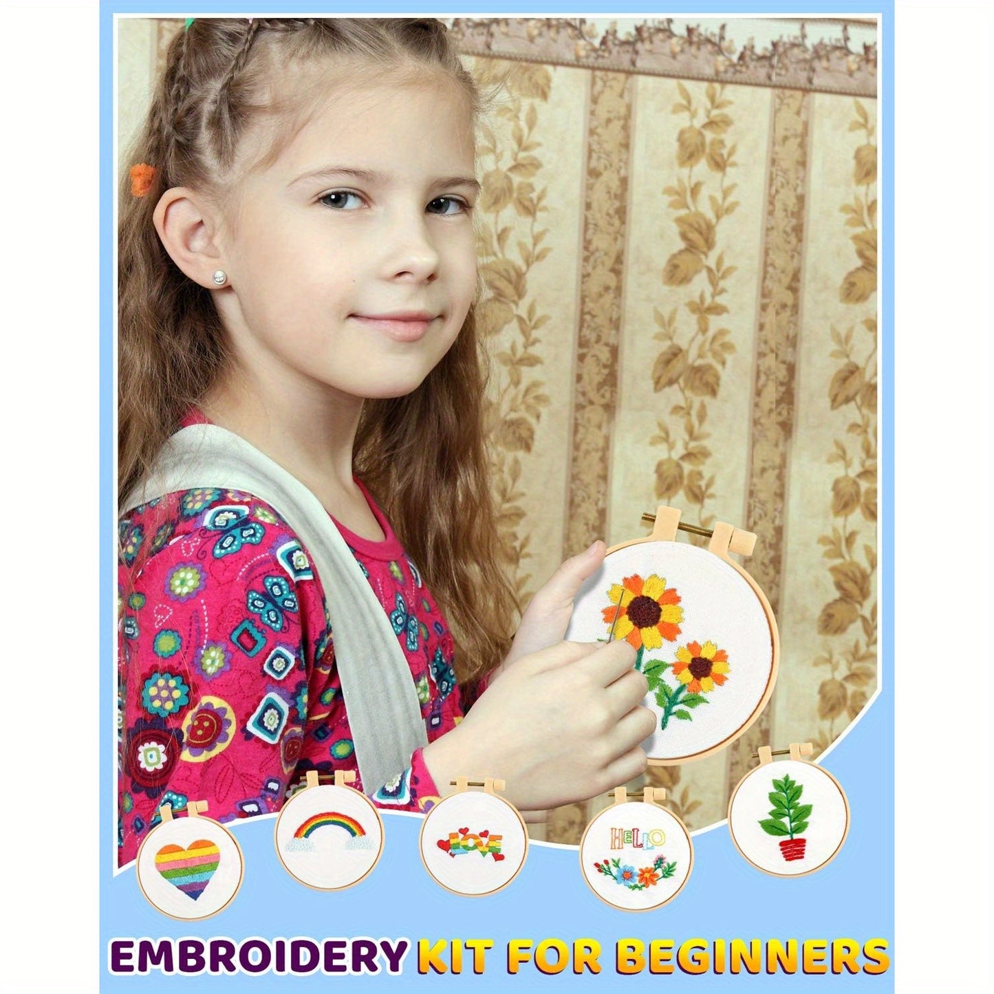 Pllieay 10pcs Cross Stitch Kits for Beginners, Embroidery Beginner Kits for Kids 7-13, Include Instructions, Cross Stitch Kits with Pattern, Needlepoint Kits for Embroidery Projects, Diy Needlework, Hand Stitching, Fantasy Th