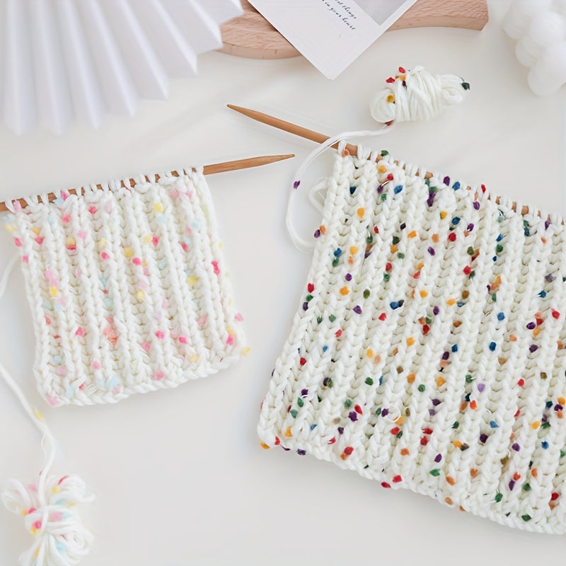 1-Pack Pastel Rainbow Candy-like Yarn - Soft Knitting & Crochet Thread for Sweaters, Blankets, Scarves, Hats - Multipurpose Crafting Fiber with Pink, Yellow, Blue, Green, Orange, White - Ideal for Beginners & Experts - Perfec