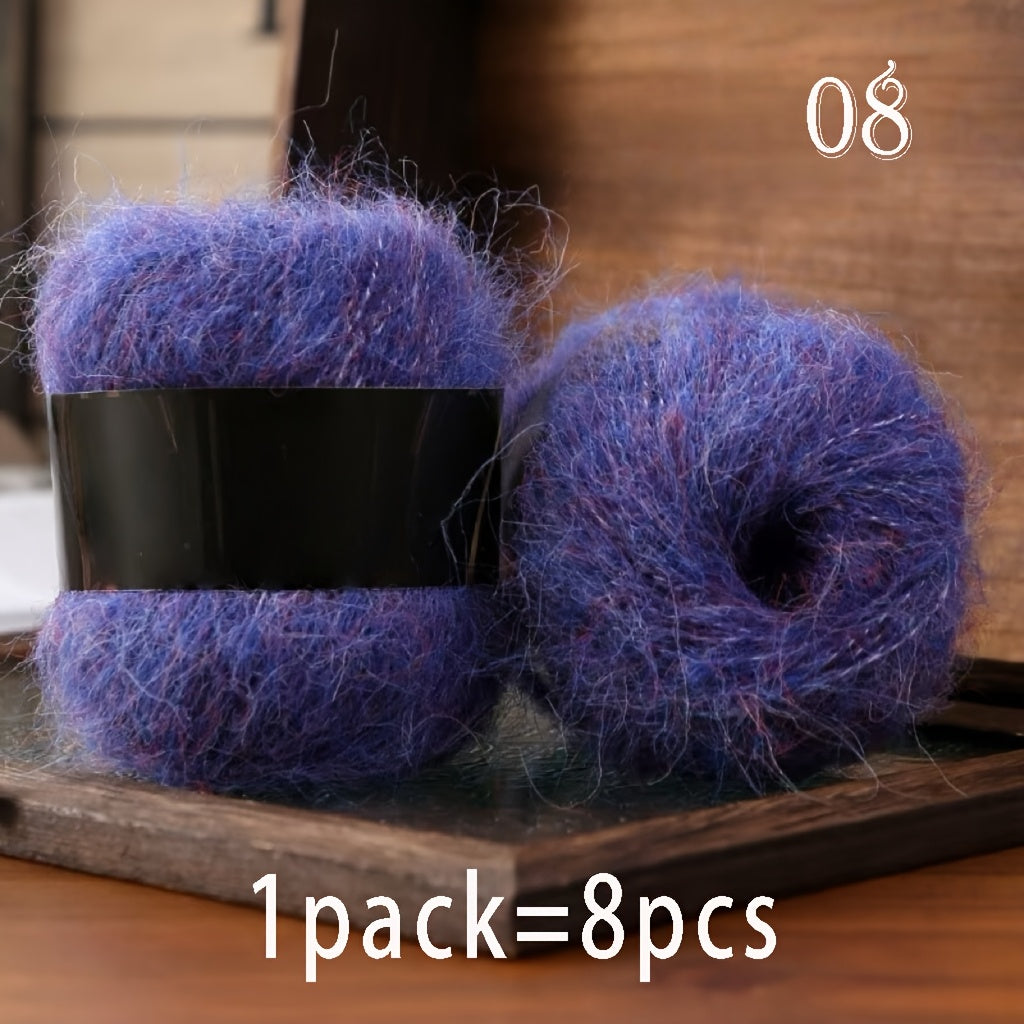 8pcs Luxury Alpaca & Yarn, Soft Fluffy Cloud Fiber Blend for Knitting and Crochet, Fashion Sweaters, Cardigans, Scarves, Hats, Shawls, Tops, Coats, Alpaca,