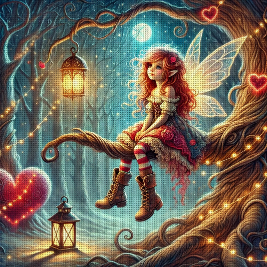 ZUOANLF 1set 50x50cm/19.7x19.7Inch DIY Cross Stitch Kit Frameless, Cute elf, stamped cross stitch kits, Embroidery Set for Home Decor, Includes Patterned Fabric & Threads, Perfect for Living Room Entrance or Bedroom Decoratio