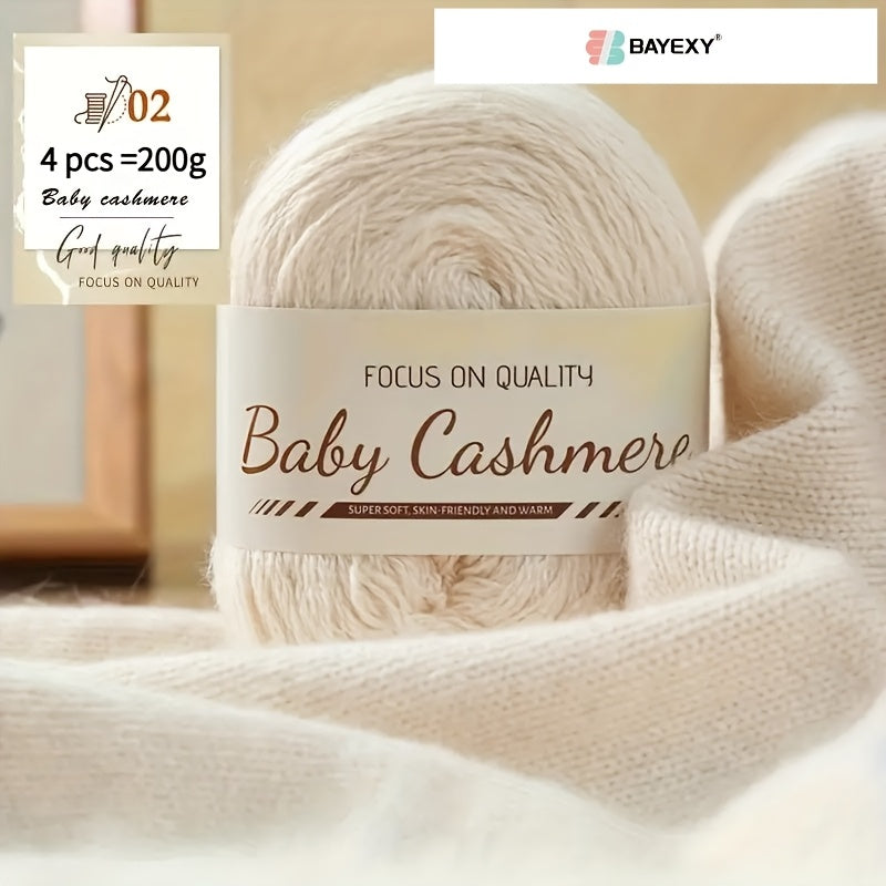 4pcs 200g Luxury Cashmere Yarn | Suitable for Hand Knitting Sweaters, Scarves, and Shawls - Soft, Warm, Multicolored Wool by BAYEXY