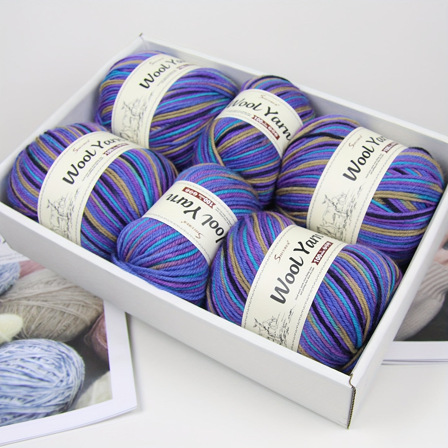 6-Pack BAYEXY Luxury Merino Wool Yarn - 500g Each, Mixed Colors - Perfect for DIY Knitting & Crochet Projects - Ideal for Sweaters, Scarves, Hats & Crafts - Gift for Knitters & Crafters