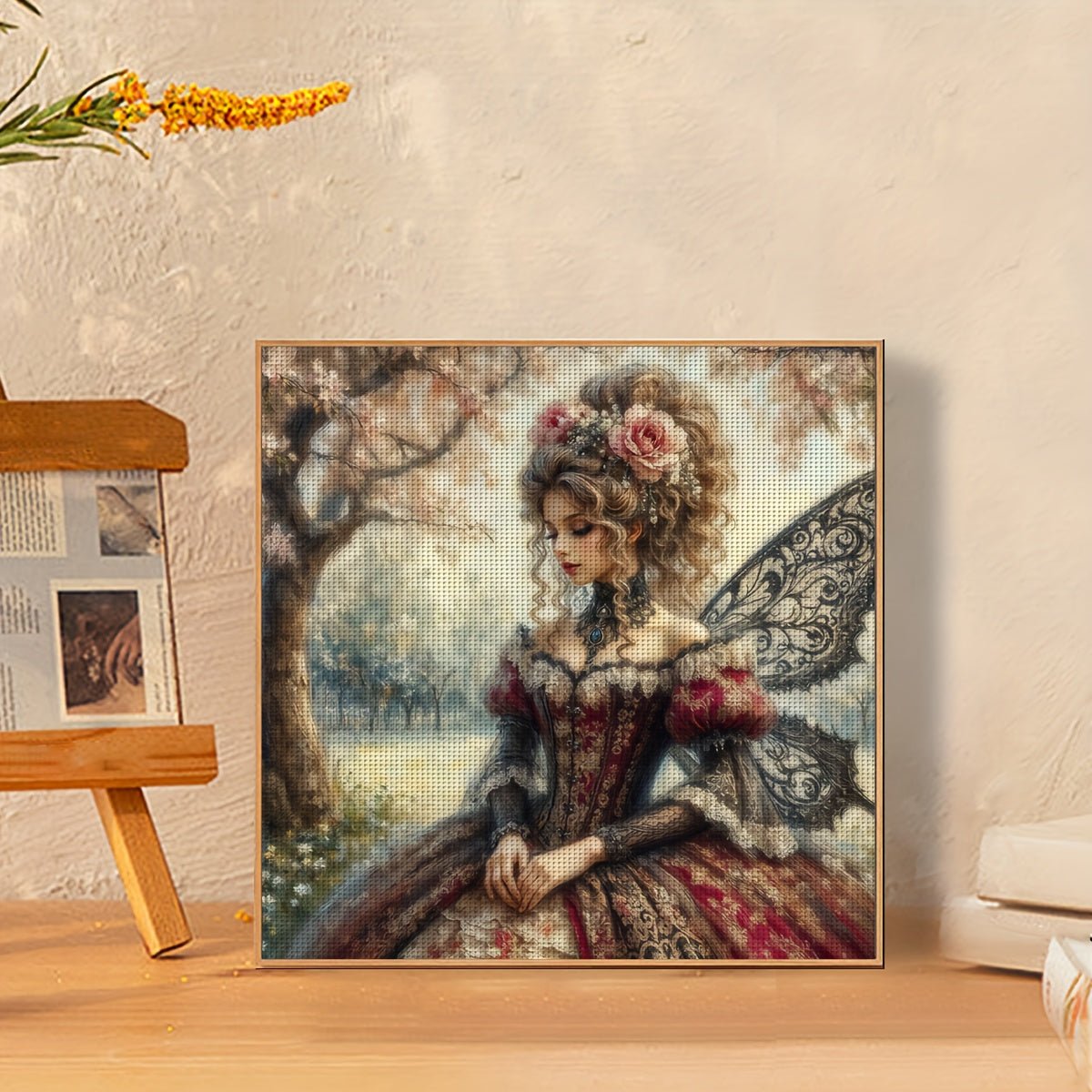 JOZYSH Elegant Lady with Butterfly Wings Cross Stitch Kit - DIY 11CT/14CT Embroidery Set, Unframed, Includes Patterned Fabric & Threads, Ideal for Living Room, Bedroom, or Entryway Decor, Home Decor Art|Ornate Dress|Intricate