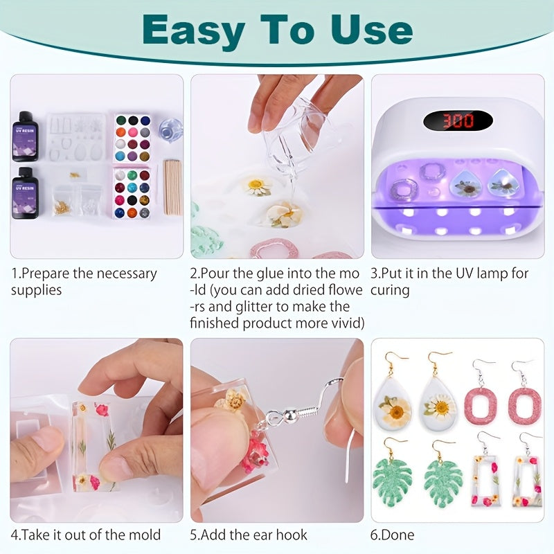 Jewelry Making Kit - Highly Clear Resin With Upgraded Lamp, Resin Accessories For Keychains, Jewelry