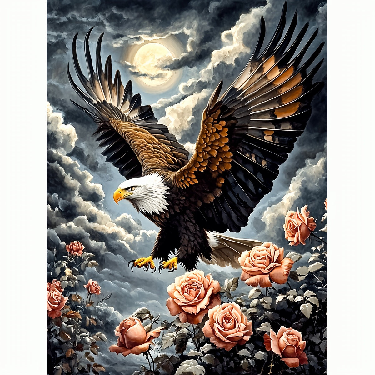 ZUOANLF 1set 40x50cm/15.7x19.7Inch DIY Cross Stitch Kit Frameless, Beautiful eagle, stamped cross stitch kits, Embroidery Set for Home Decor, Includes Patterned Fabric & Threads, Perfect for Living Room Entrance or Bedroom De