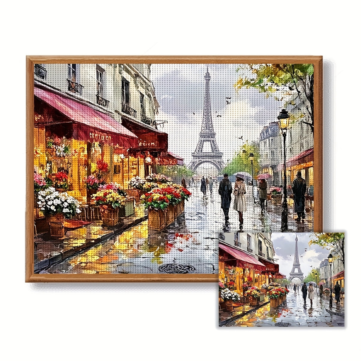JOZYSH 1pc Parisian Street Scene Cross Stitch Kit - 11.81x15.75inch, No Frame, Ideal for Beginners, Includes Canvas, Needle, Thread, Pattern, and Instructions, Perfect Gift for Friends, Home & Office Wall Decor, All Seasons D