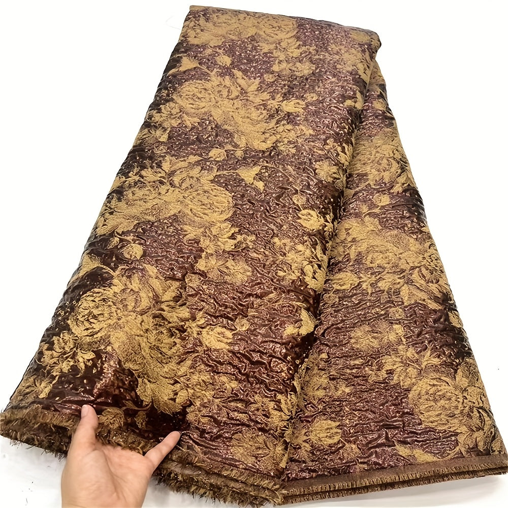 5yards Unique Design African Nigerian Gilding Tulle Lace Fabric Embroidery Pink French Jacquard Brocade Voile Lace Fabrics For Party