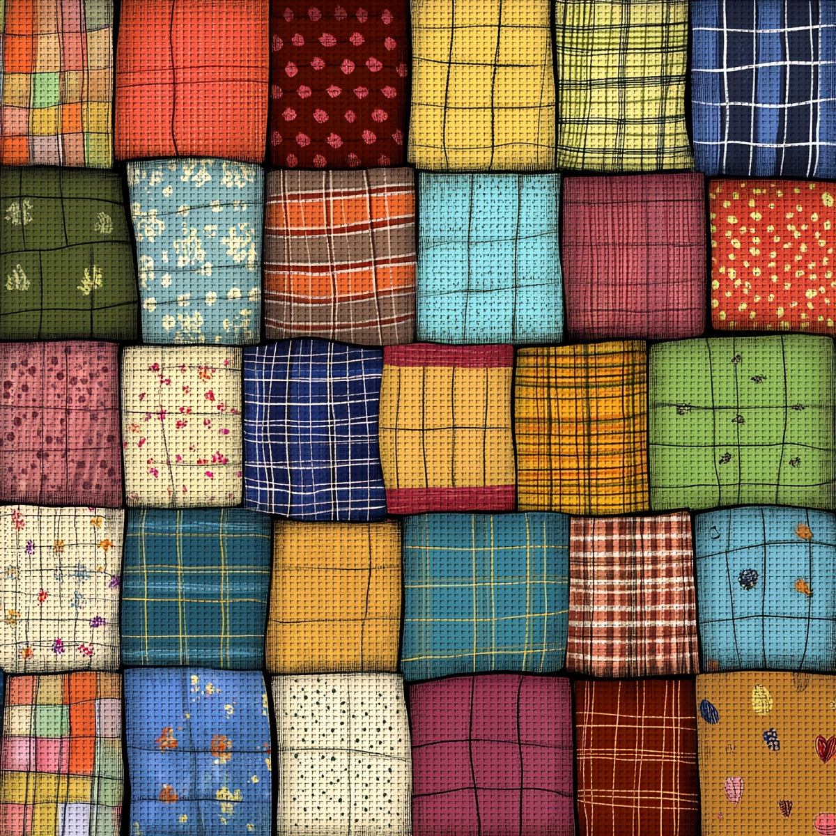 ZUOANLF 11CT/14CT Fabric Cross Stitch DIY Kit - 15.75x15.75inch, Vibrant Towel Patchwork Pattern, All-Season Adult Beginner Relaxation Stitching Set with Printed Fabric, Needle, Thread, Patterns & Instructions, Perfect for Ho