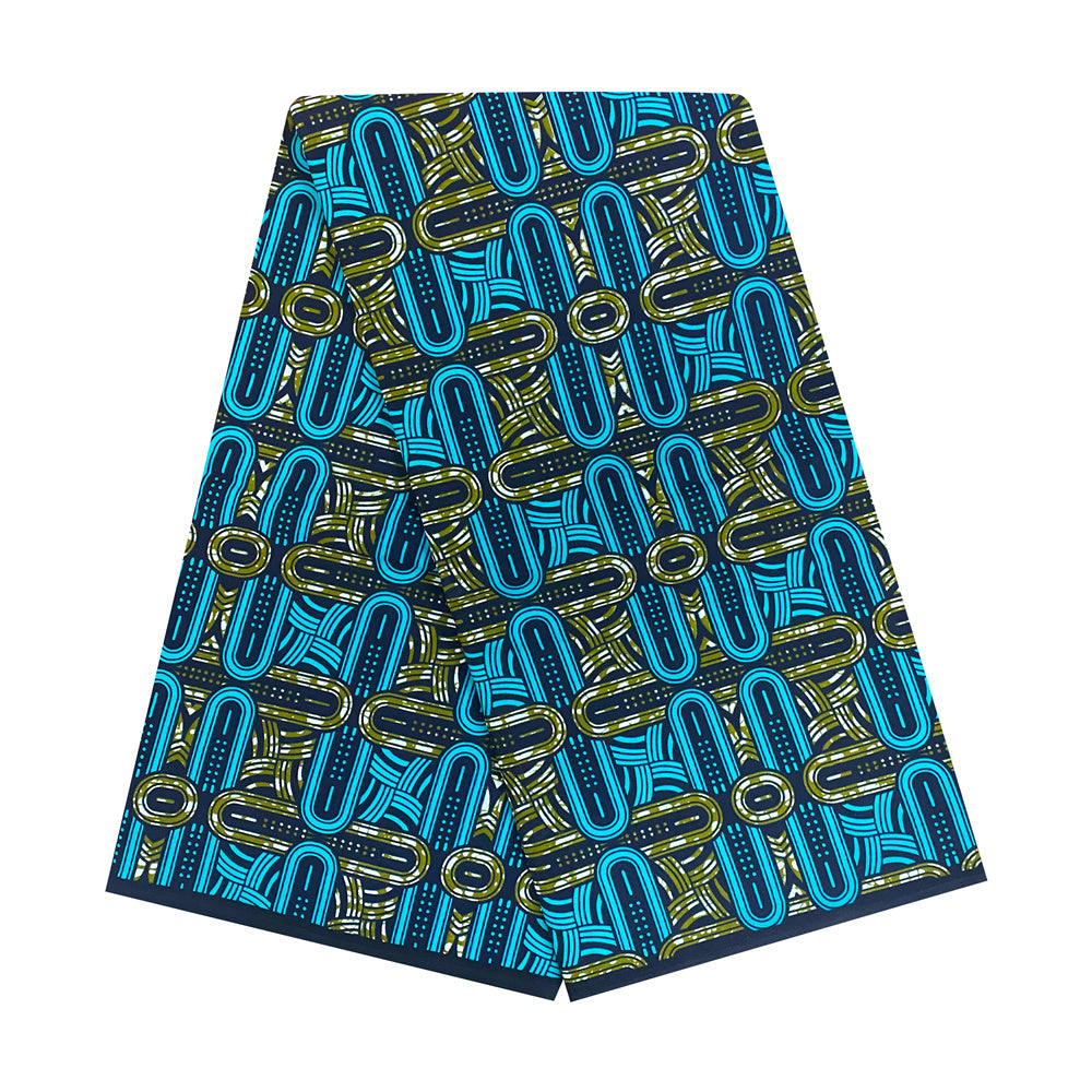 Double-sided 100% Cotton Ankara Fabric | Soft and Smooth, Geometric Chain Pattern, Creative Fabric for Garment Making, Crafts, and Bag Decoration, Hand Wash Only