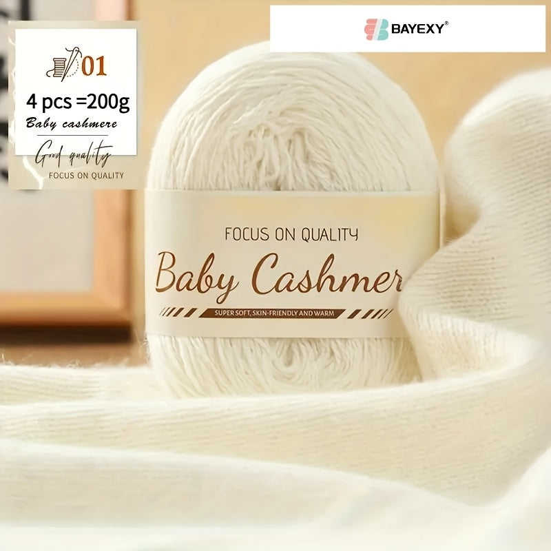 4pcs 200g Luxury Cashmere Yarn | Suitable for Hand Knitting Sweaters, Scarves, and Shawls - Soft, Warm, Multicolored Wool by BAYEXY