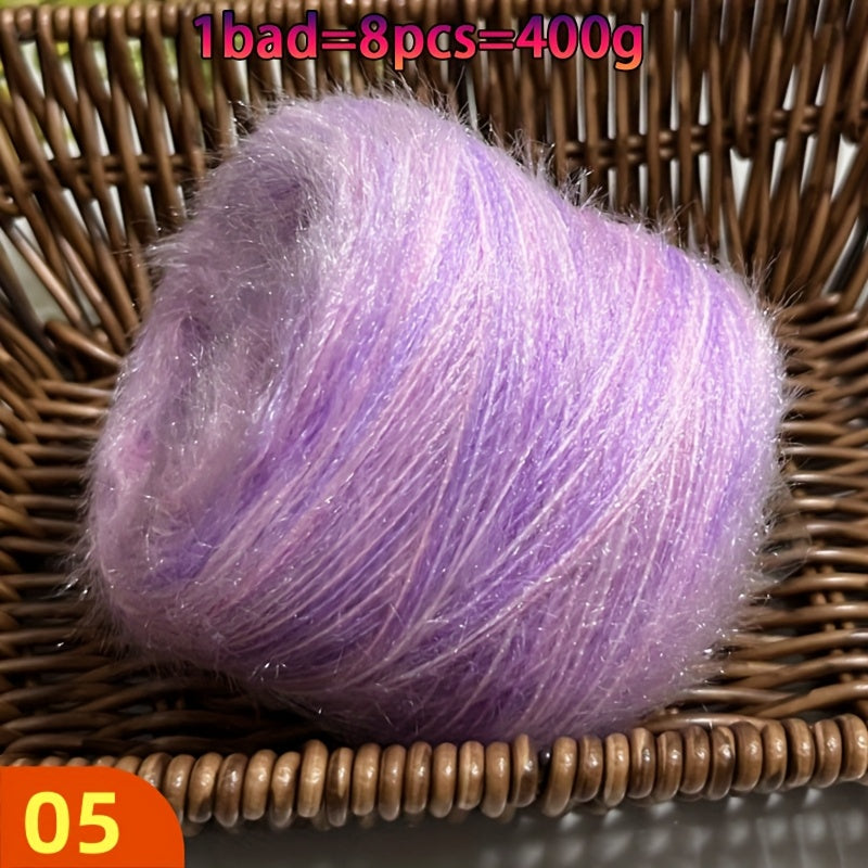A Large Economical Pack of 400G of Soft Long-Haired Yarn, Suitable for Sweaters, Scarves, Jackets, Shawls, Hats, Coats, Etc. This Yarn Material Kit Is Perfect for DIY Projects. 1 Pack = 8pcs = 400G, Consisting of 80% Acrylic