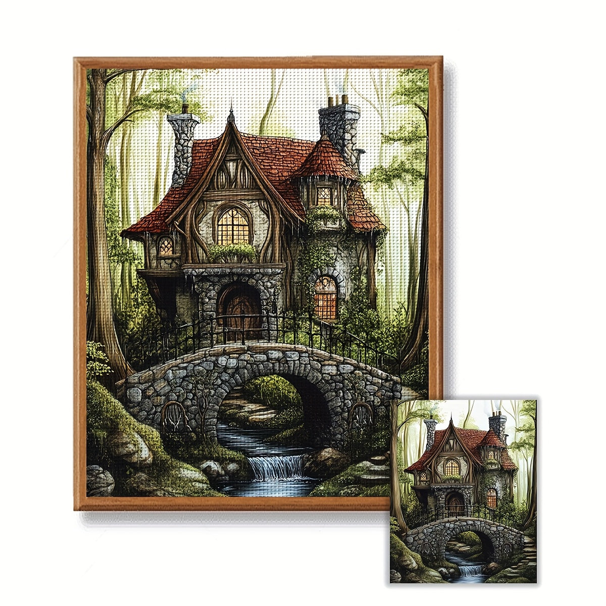 ZUOANLF 1set 40x50cm/15.7x19.7Inch DIY Cross Stitch Kit Frameless, Beautiful scenery, stamped cross stitch kits, Embroidery Set for Home Decor, Includes Patterned Fabric & Threads, Perfect for Living Room Entrance or Bedroom