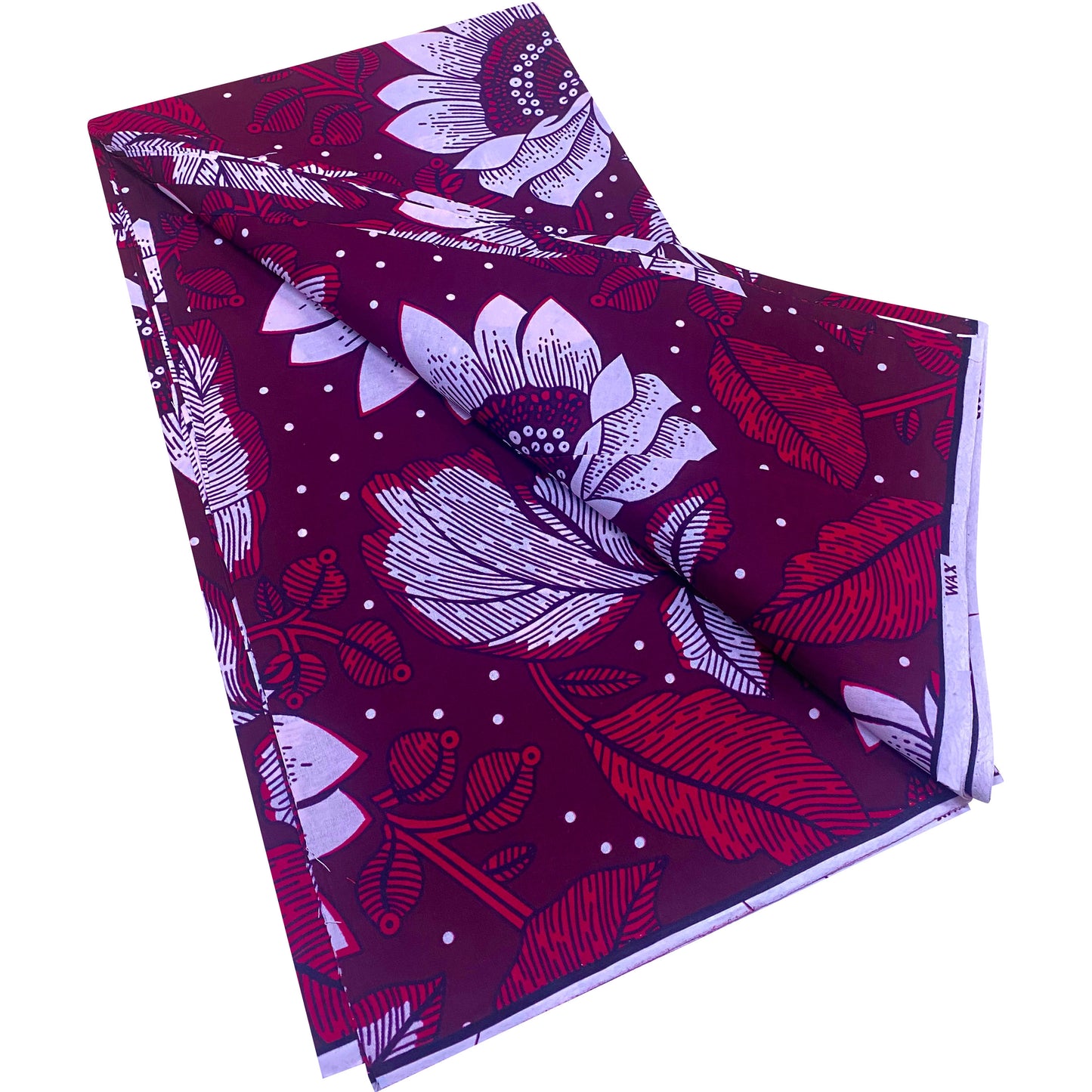 Handmade 100% African Print Calico Fabric - Vibrant Red & Floral Pattern with Dots, Double-Sided Medium-Length Cloth for Men & Women, 6 Sizes Available | Traditional African Ethnic Style for Clothing, Accessories & Crafts | H