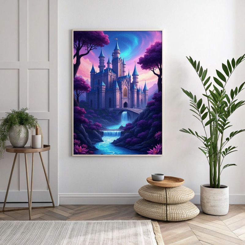 Dream Castle Diamond Painting Craft Kit for All Ages, Endless Fun with Handmade Creation - Round Full Drill Canvas Art Set (Tools Included) to Enhance Home Decor and Add a Touch of Fantasy. Perfect Birthday Gift Choice & Easy