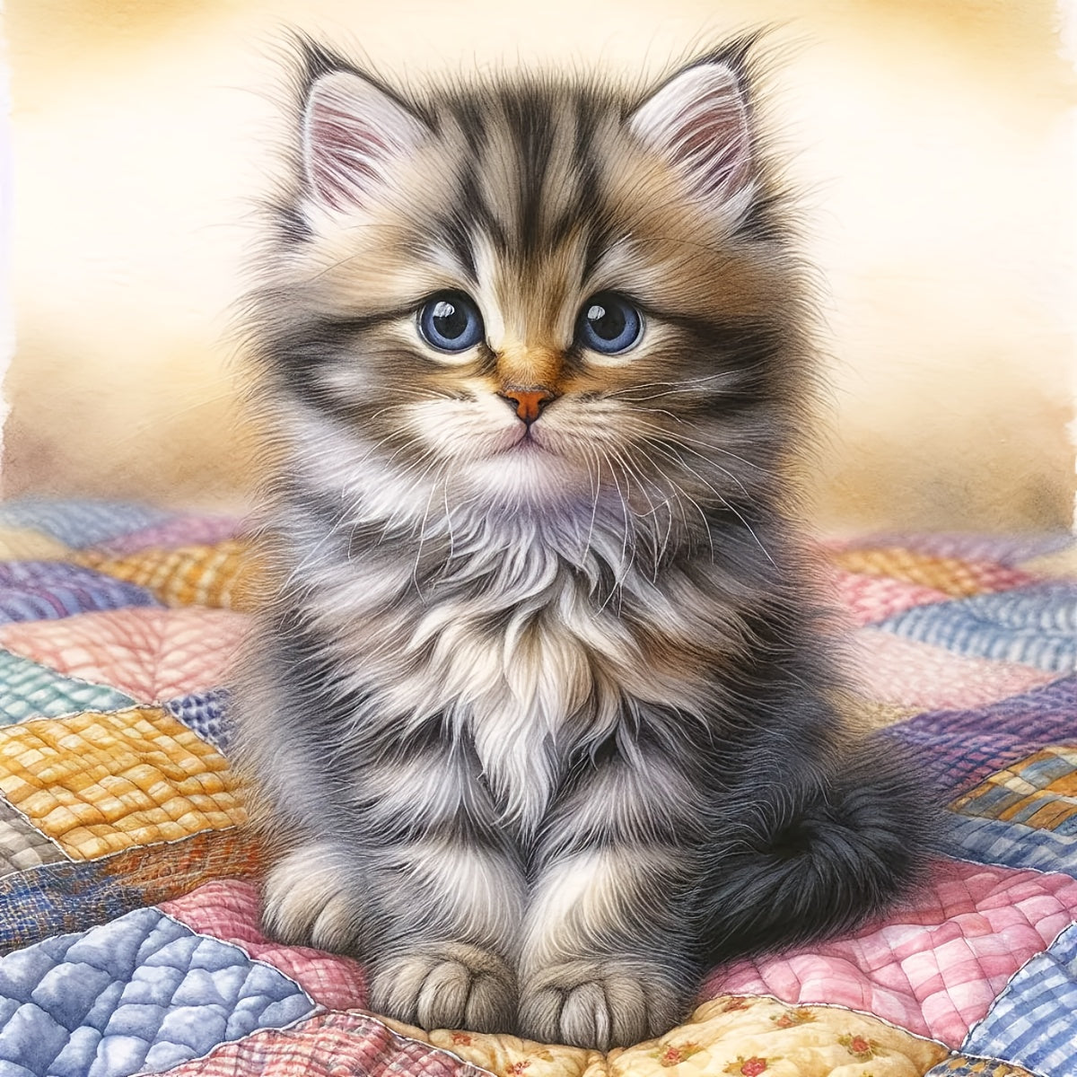 1set 40x40cm/15.7x15.7Inch DIY Cross Stitch Kit Frameless, Cute kitten, stamped cross stitch kits, Cross Stitch Set for Home Decor, Includes Patterned Fabric & Threads, Perfect for Living Room Entrance or Bedroom Decoration a