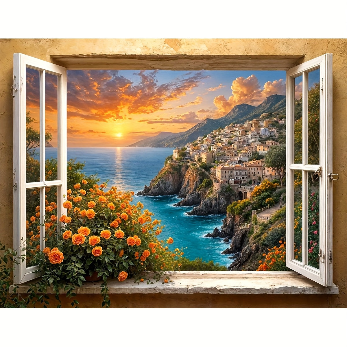 ZUOANLF 1set 40x50cm/15.7x19.7Inch DIY Cross Stitch Kit Frameless, Beautiful scenery, stamped cross stitch kits, Embroidery Set for Home Decor, Includes Patterned Fabric & Threads, Perfect for Living Room Entrance or Bedroom