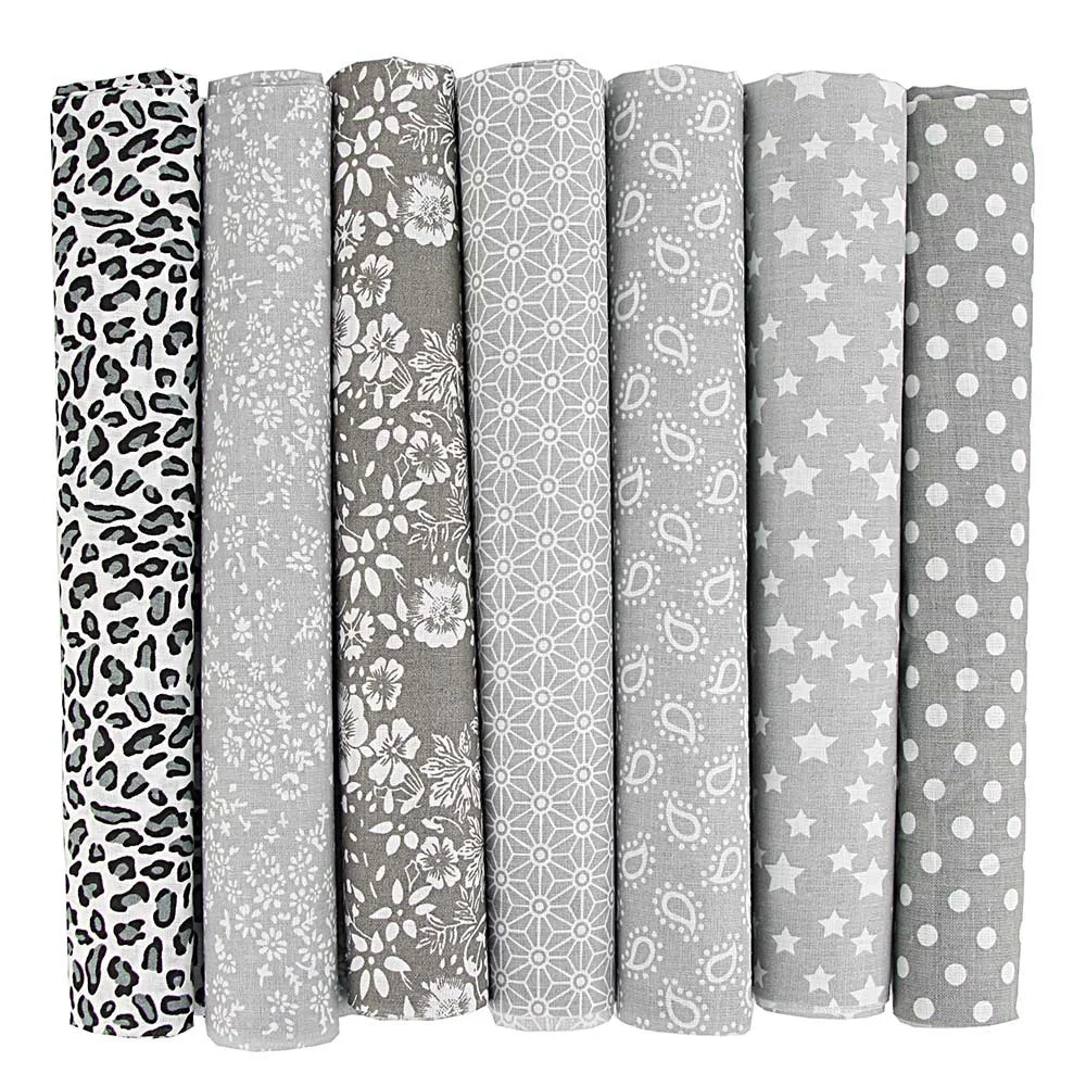 New 7Pcs 25x25CM Cotton Fabric Printed Cloth Sewing Quilting Fabrics For Patchwork Needlework DIY Handmade Accessories