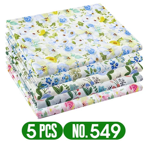Teramila 5 PCS/Pack Cotton Fabirc Flower Printed Cloth For Hair Bows Sewing Quilt Doll Costume, Scrapbook Decoration Accessories