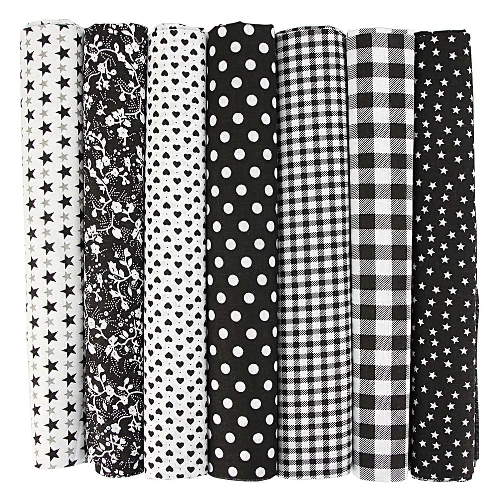 New 7Pcs 25x25CM Cotton Fabric Printed Cloth Sewing Quilting Fabrics For Patchwork Needlework DIY Handmade Accessories
