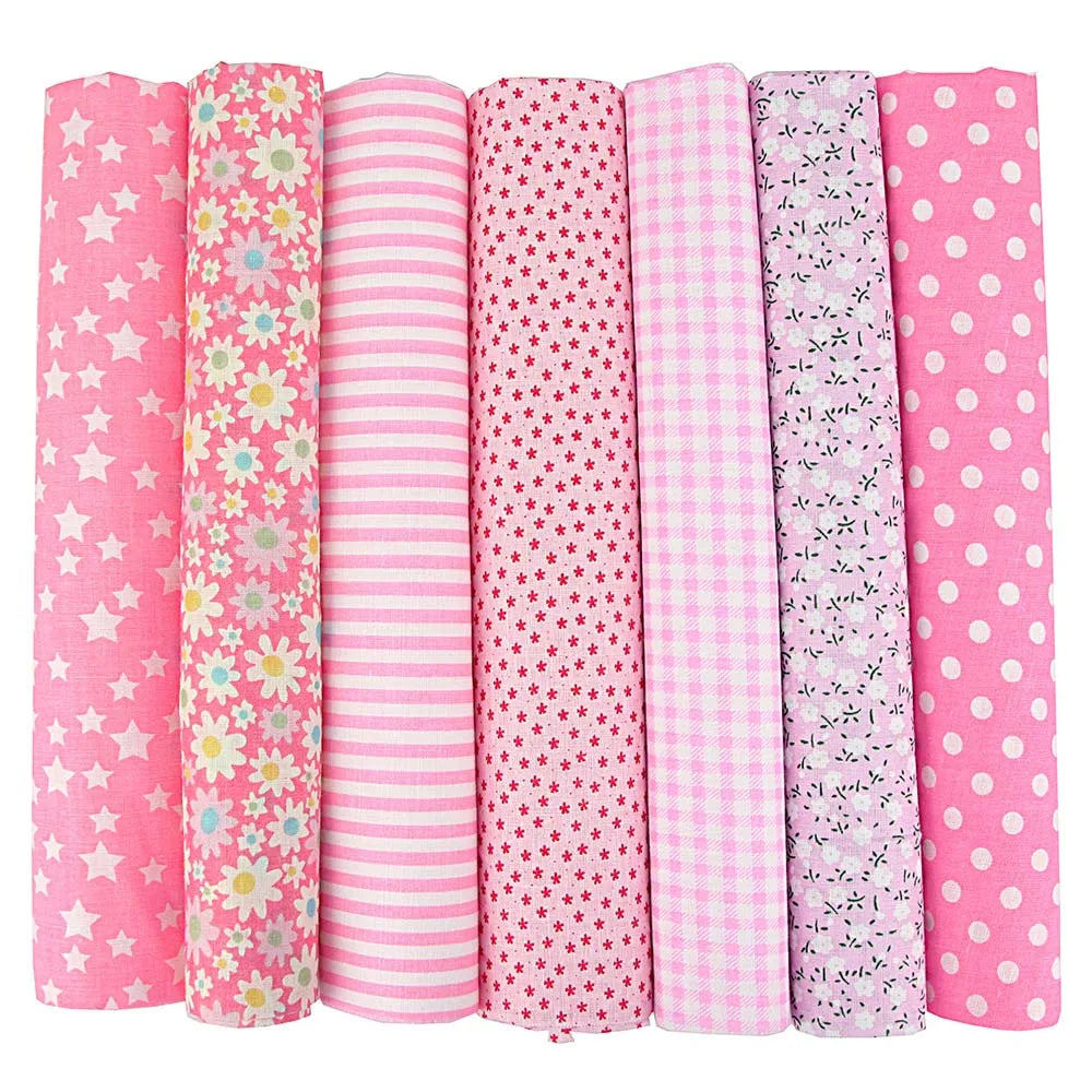 New 7Pcs 25x25CM Cotton Fabric Printed Cloth Sewing Quilting Fabrics For Patchwork Needlework DIY Handmade Accessories