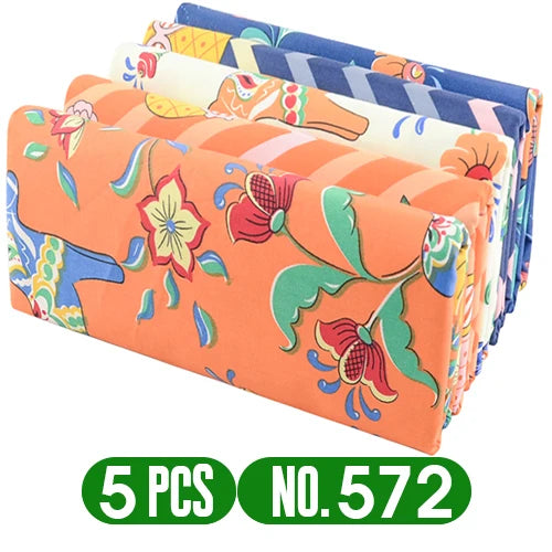 Teramila 5 PCS/Pack Cotton Fabirc Flower Printed Cloth For Hair Bows Sewing Quilt Doll Costume, Scrapbook Decoration Accessories