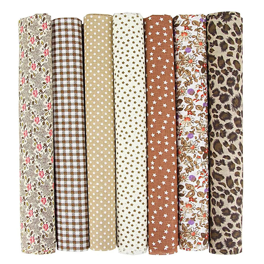 New 7Pcs 25x25CM Cotton Fabric Printed Cloth Sewing Quilting Fabrics For Patchwork Needlework DIY Handmade Accessories