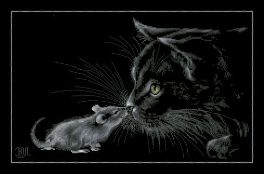 Cat and mouse cross stitch package animal 18ct  14ct 11ct black cloth cotton thread embroidery DIY handmade needlework