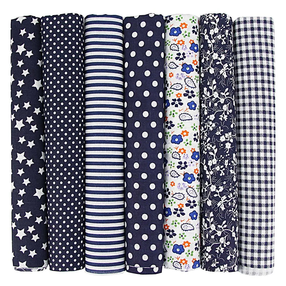 New 7Pcs 25x25CM Cotton Fabric Printed Cloth Sewing Quilting Fabrics For Patchwork Needlework DIY Handmade Accessories