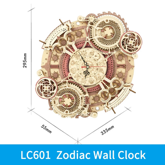 Robotime Rokr 3D Wooden Puzzles Steampunk Clock Kit DIY Mechanical Wall Quartz Aesthetic Room Decor Unique Gift For Adults
