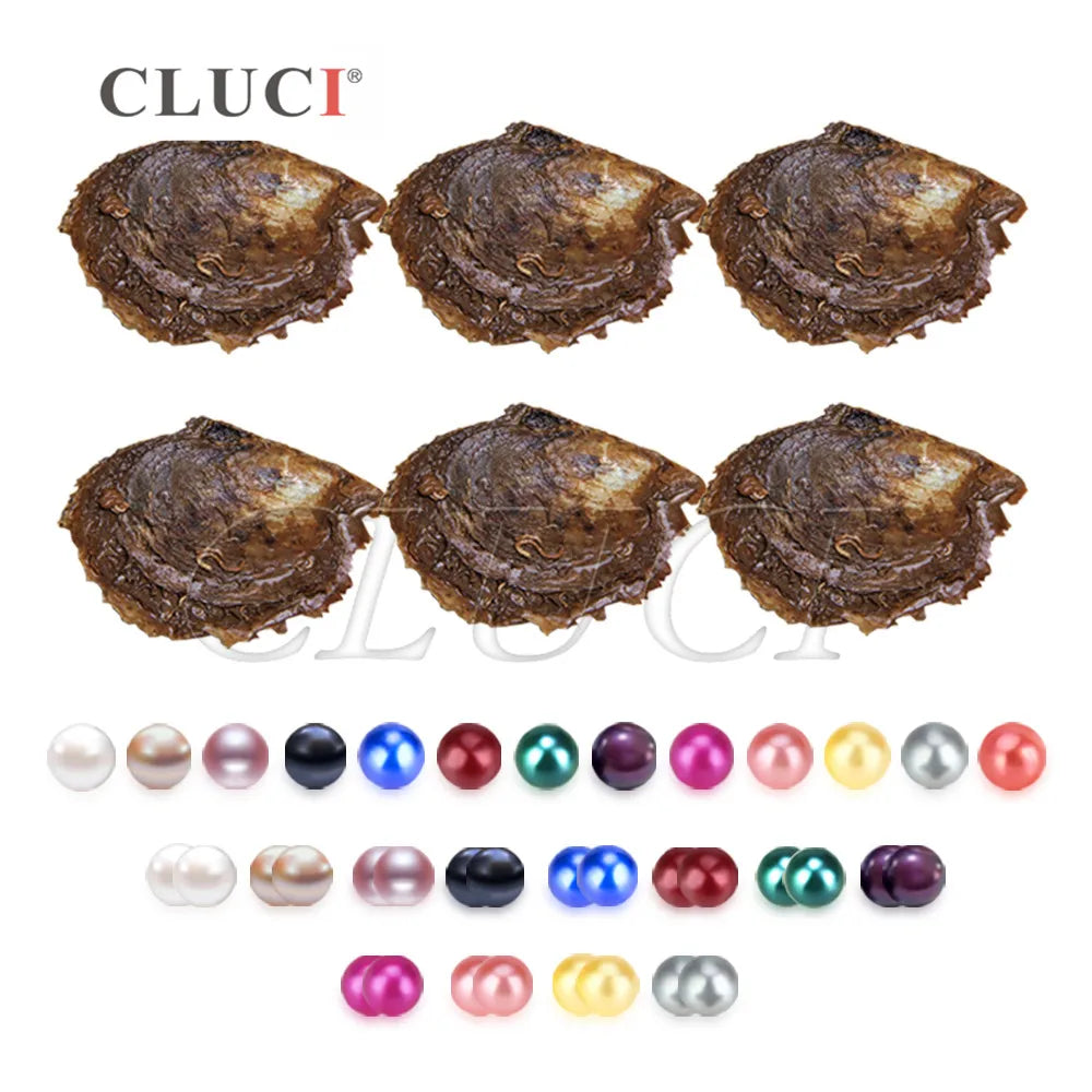 CLUCI 30pcs 7-8mm Akoya Oysters with Pearls Mix 13 Colors Single and Twins Pearls Oysters Surprising Party Pearl Oyster WP335SB