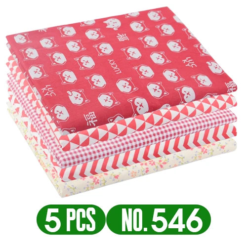 Teramila 5 PCS/Pack Cotton Fabirc Flower Printed Cloth For Hair Bows Sewing Quilt Doll Costume, Scrapbook Decoration Accessories