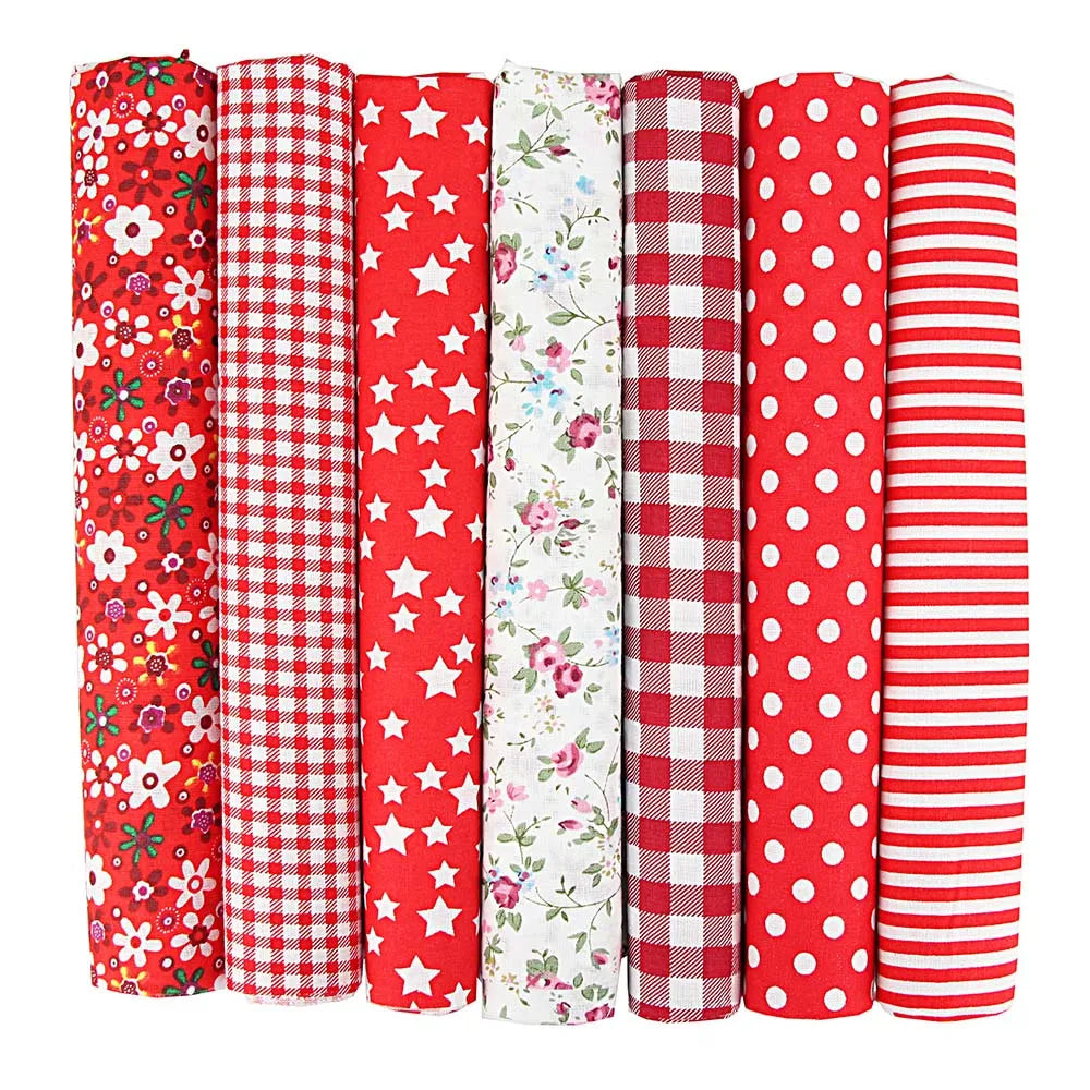 New 7Pcs 25x25CM Cotton Fabric Printed Cloth Sewing Quilting Fabrics For Patchwork Needlework DIY Handmade Accessories