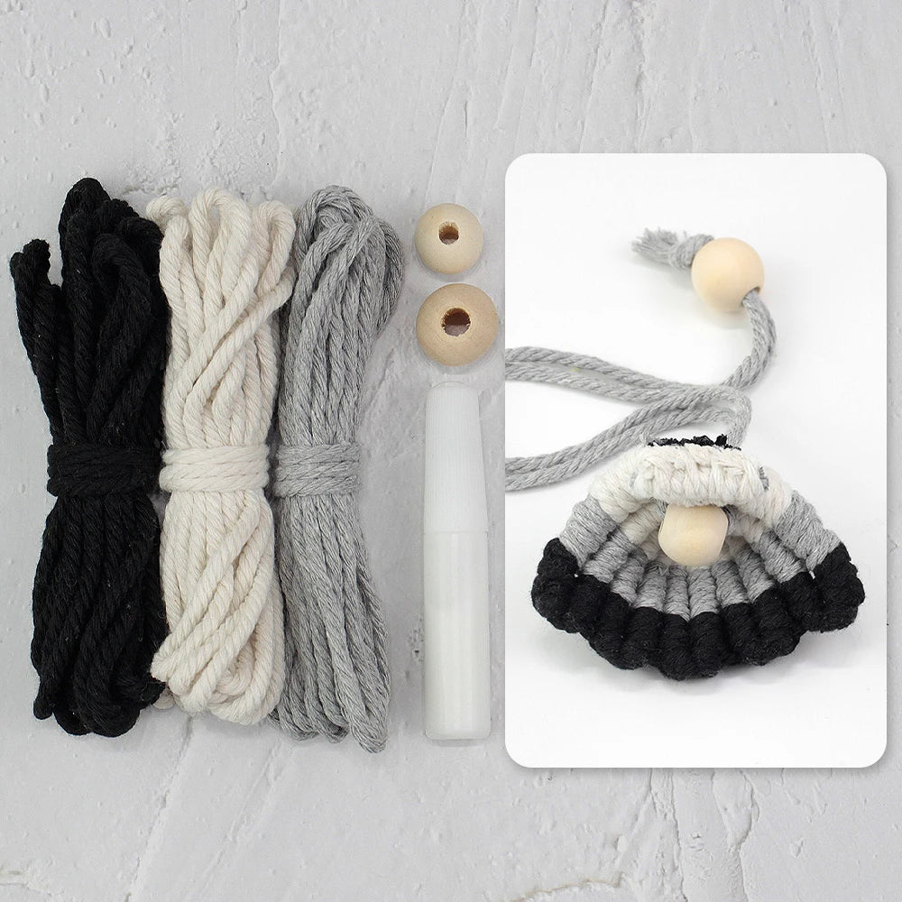 Bohemian Vintage Macrame Kit with Tutorial Beach Elements DIY Handcraft Set for Bookmarks & Curtain Tiebacks Beginner-Friendly