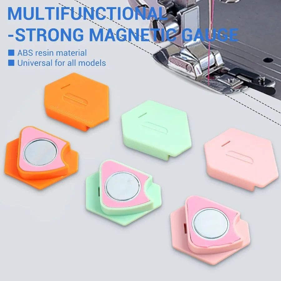 Magnetic Seam Guide for Sewing Machine Multifunctional Polygonal Hemmer Guide with Scale for Precise Stitching and Seam Alignme