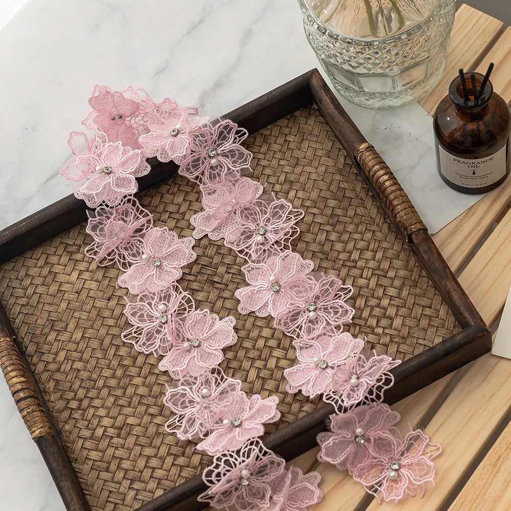 2meters Pink Lace Ribbons Trim For Party Dress Decor Fabric DIY Apparel Sewing Supplies Clothing Collar Cuff Needlework Crafts